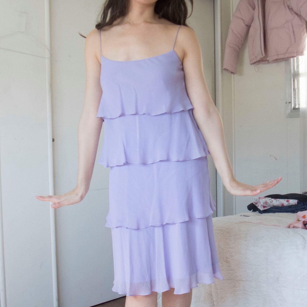 NWT 100% silk Nine West lilac fluttery dress